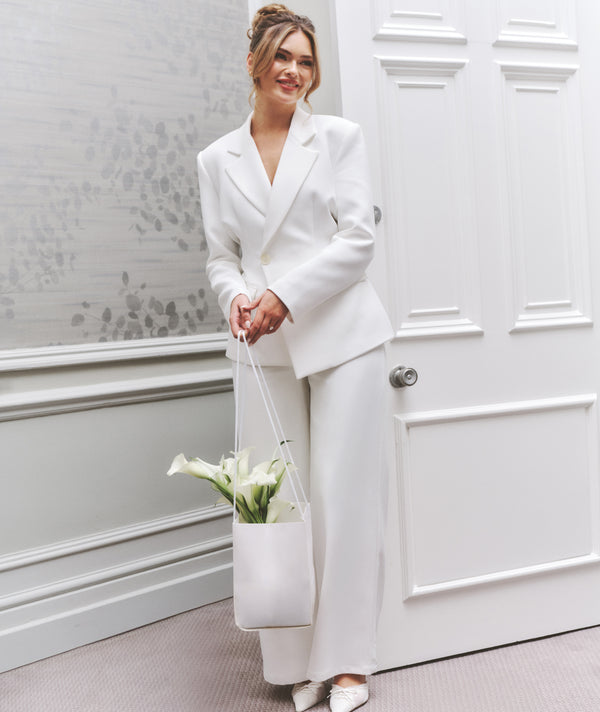 Wide Leg Tailored Trousers - White