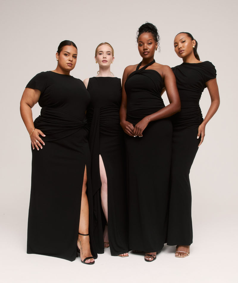 Flutter Sleeve Stretch Sculpt Bridesmaid Dress - Black