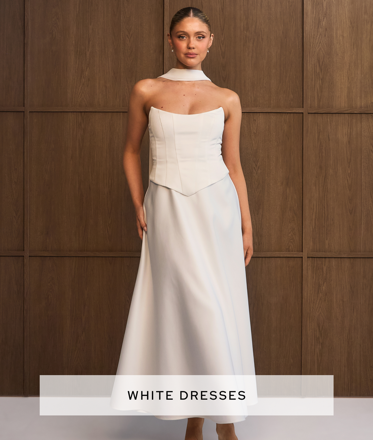 white bridesmaid dresses Mermaid Square Floor Length Satin Wedding Guest Dress Turn heads as you effortlessly transition from ceremony to reception in this elegant and stylish Wedding Guest Dress Six Stories | British Bridal