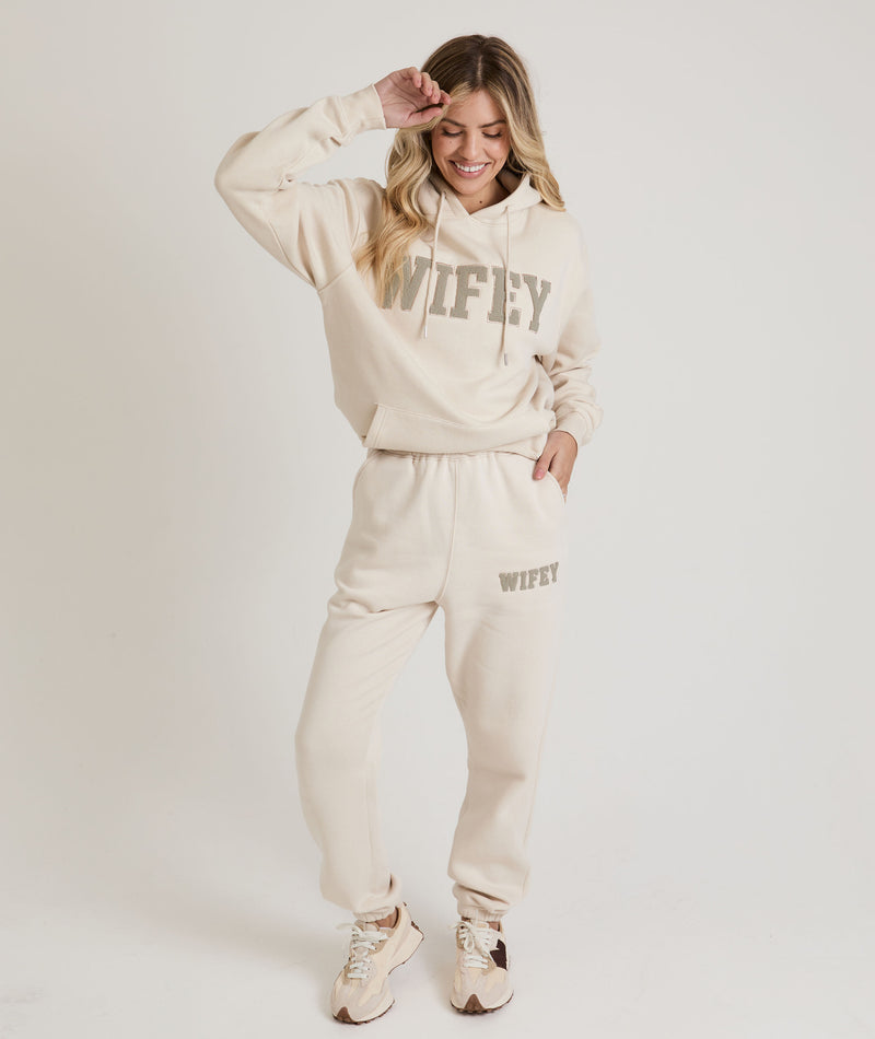 Wifey Teddy Hoodie - Champagne