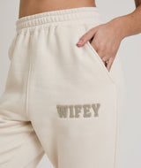 Wifey Teddy Sweatpants - Champagne