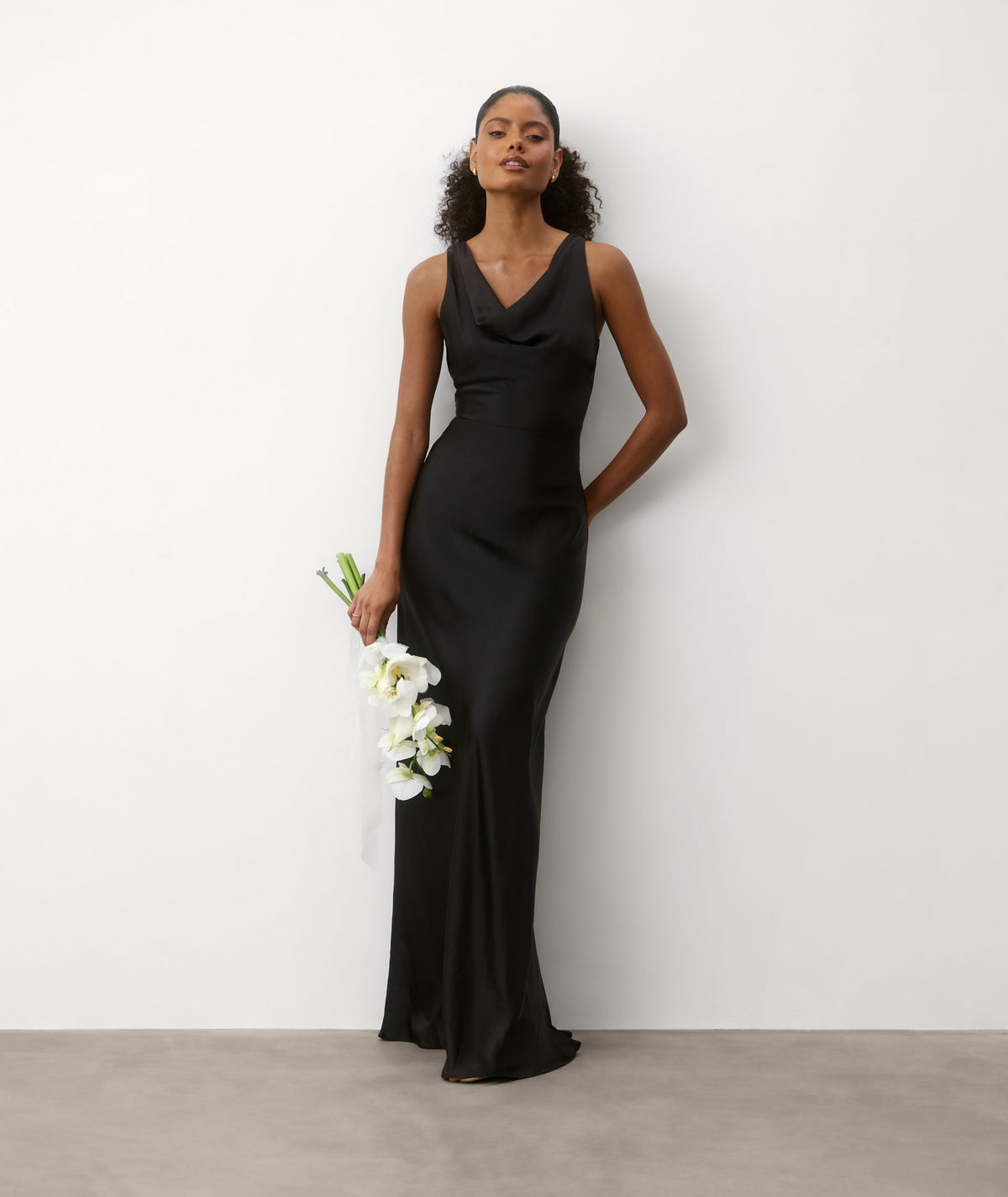black satin halter bridesmaid dress Leely Women Black Bridesmaid Dress Satin Halter Mermaid Backless Wedding Guest Dress