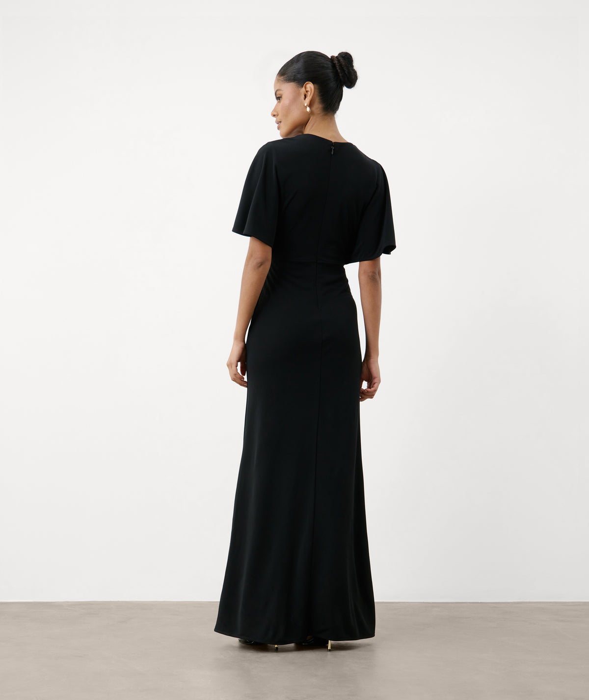 Wrap Over Sculpt Bridesmaid Dress - Black