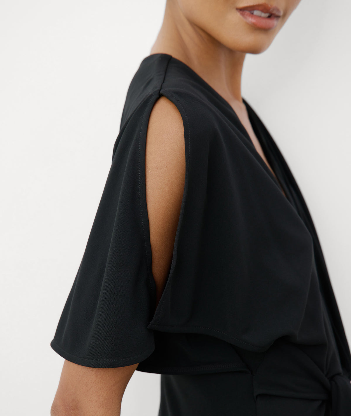 Wrap Over Sculpt Bridesmaid Dress - Black