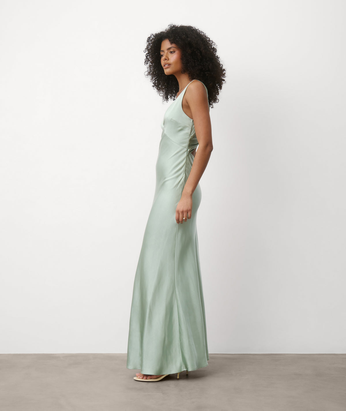 Twist Back Satin Bridesmaid Dress - Sage