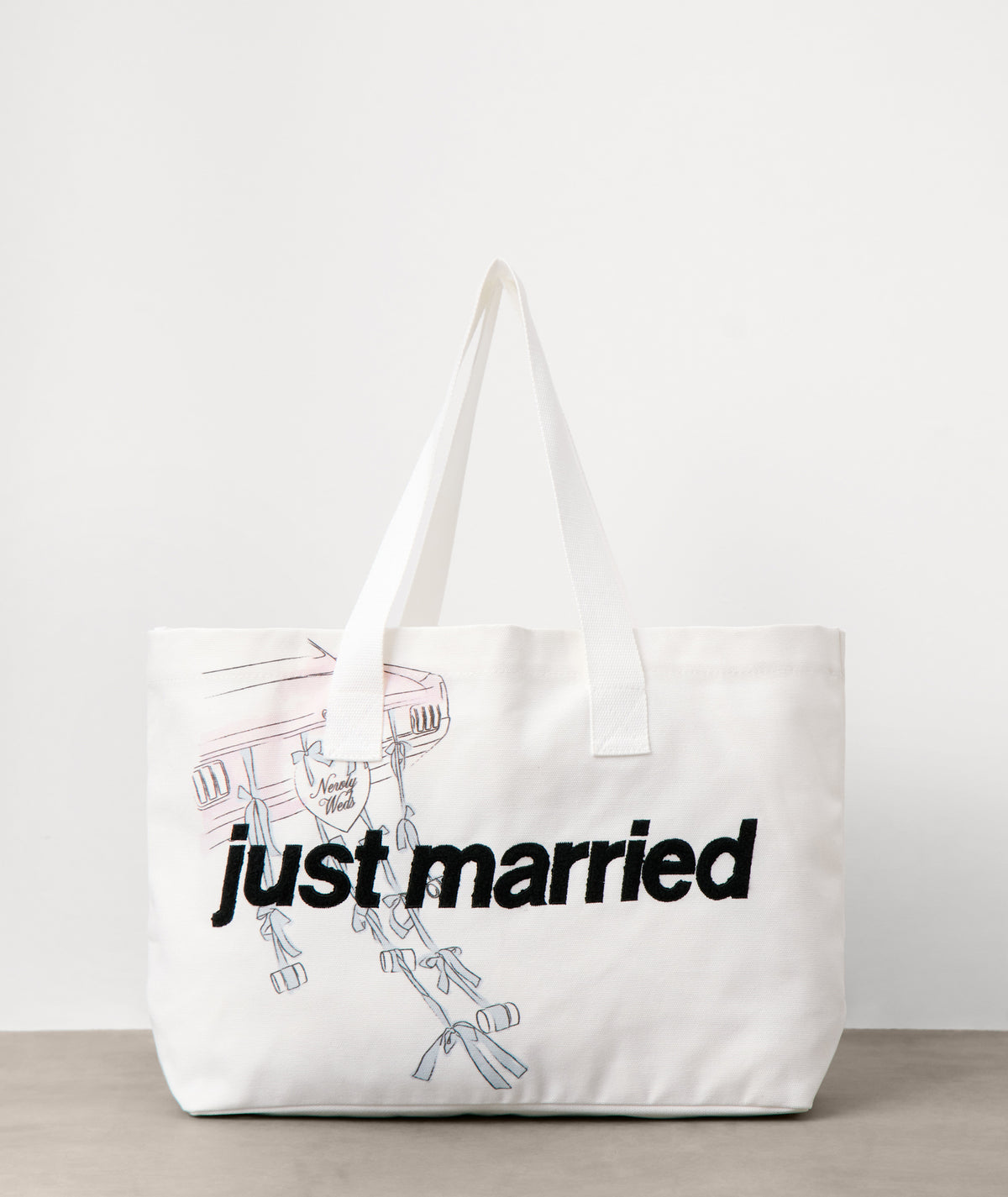 Just Married Car Tote Bag - Off White