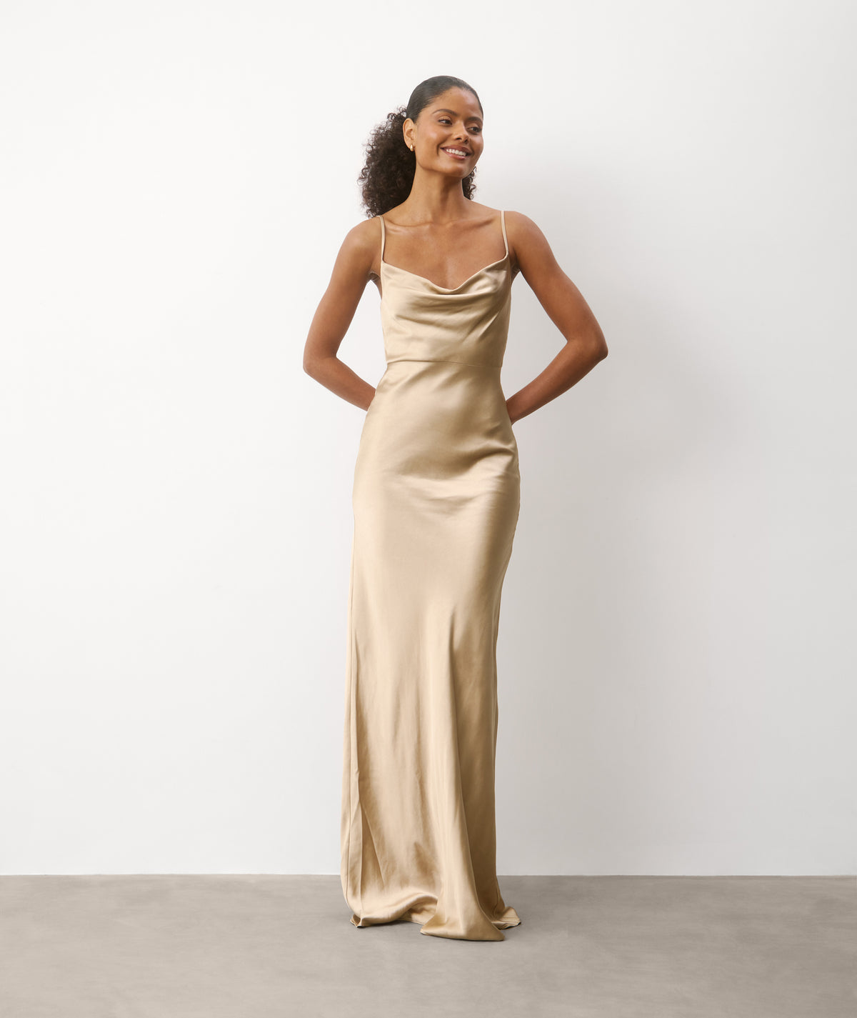 Cami Cowl Satin Bridesmaid Dress - Champagne