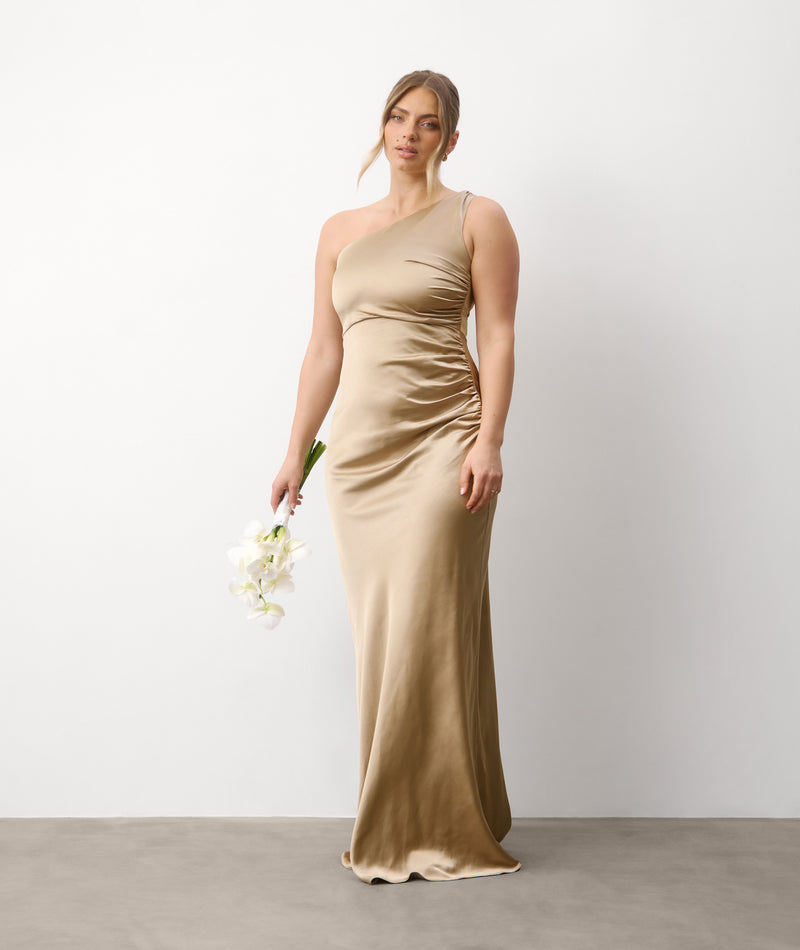 six stories one shoulder satin ruched bridesmaid dress reviews - Champagne In need of:Wrist Corsage With its sculptural neckline COLORS_White A Line Purple Tiered
