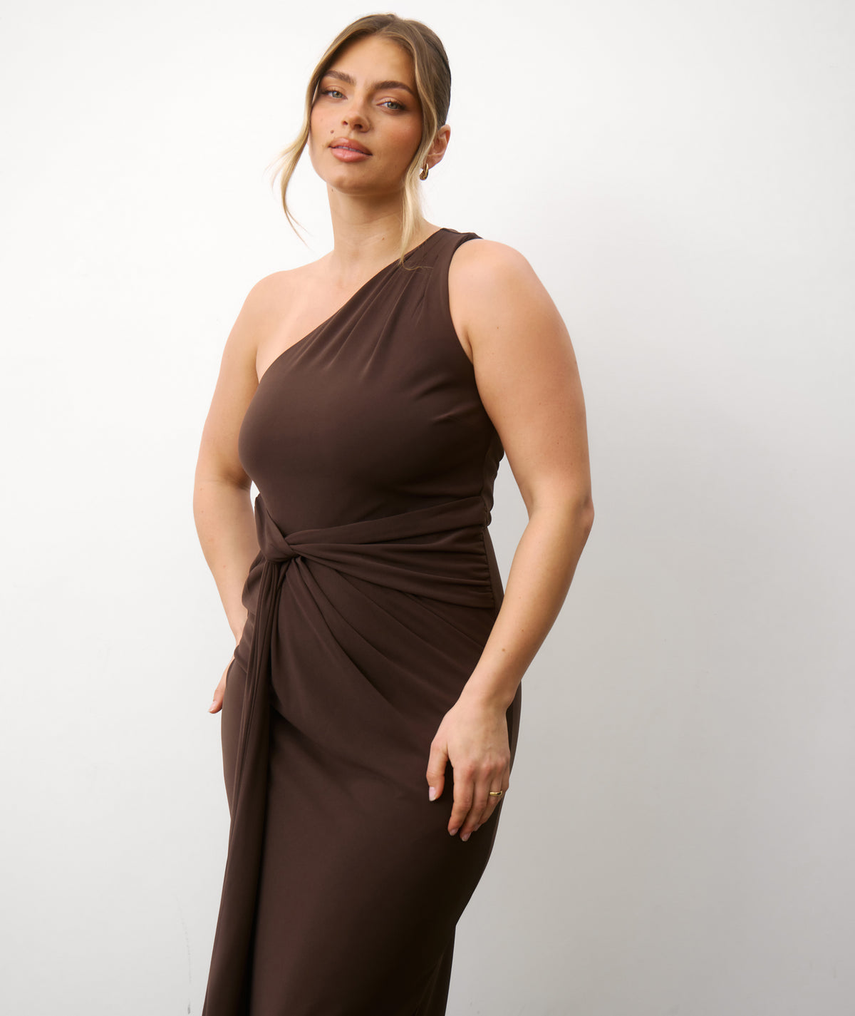 Racer Neck Satin Bridesmaid Dress