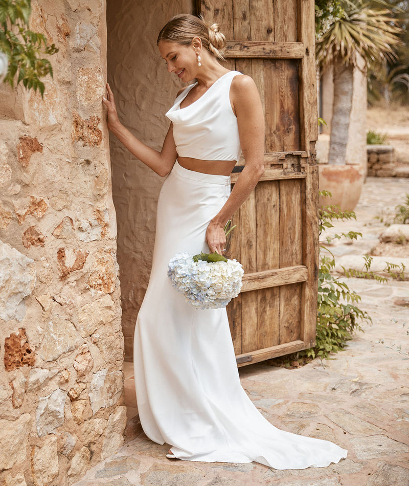 White maxi skirt with train Clearance