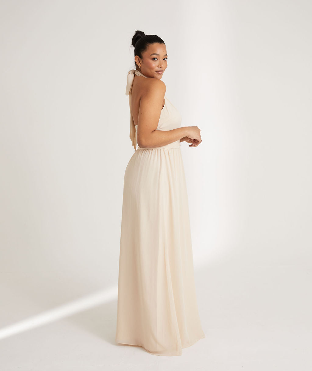 Halter Neck Chiffon Bridesmaid Dress