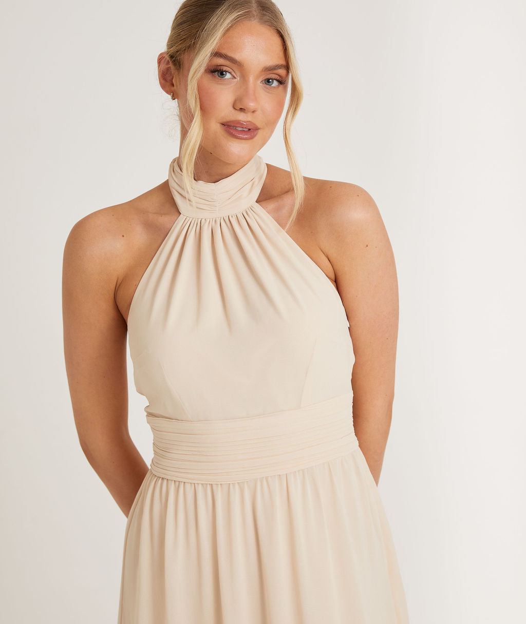 Halter Neck Chiffon Bridesmaid Dress - Butter Cream – Six Stories