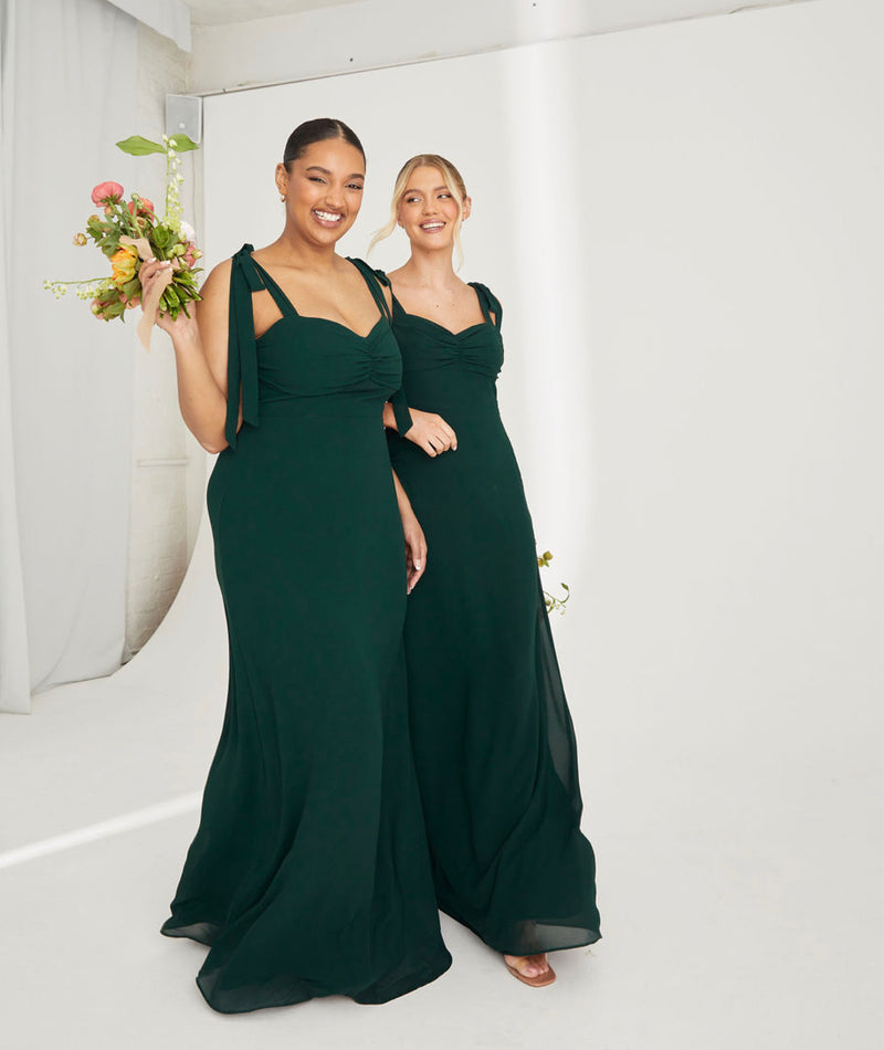 Bow Tie Chiffon Bridesmaid Dress - Emerald Six Stories Bow Tie Chiffon Bridesmaid Dress - Emerald Six Stories