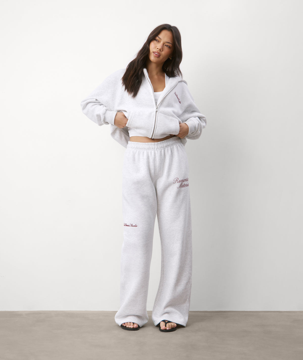 Romantic Material Wide Leg Jogger - Grey Marl
