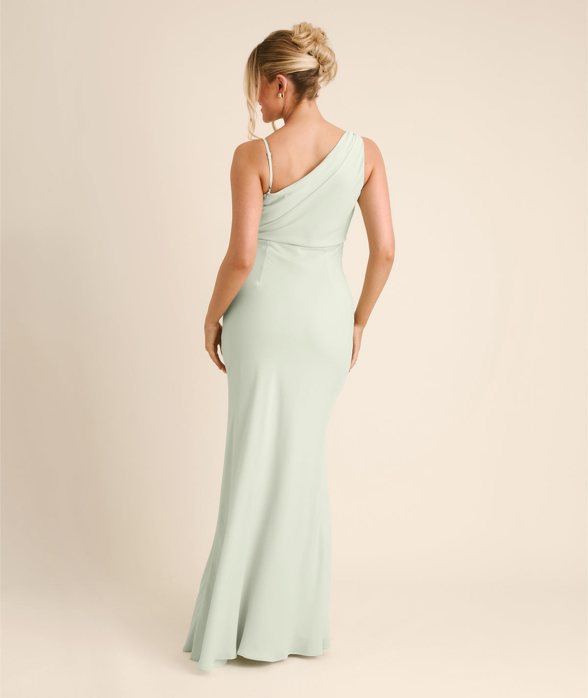 One Shoulder Neck Tie Chiffon Bridesmaid Dress