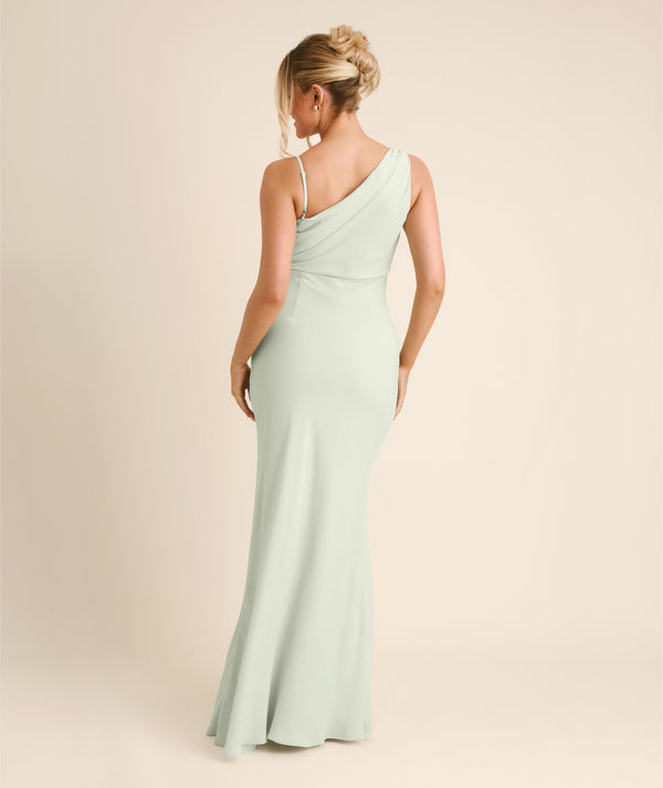 Twist Asymmetrical Chiffon Bridesmaid Dress