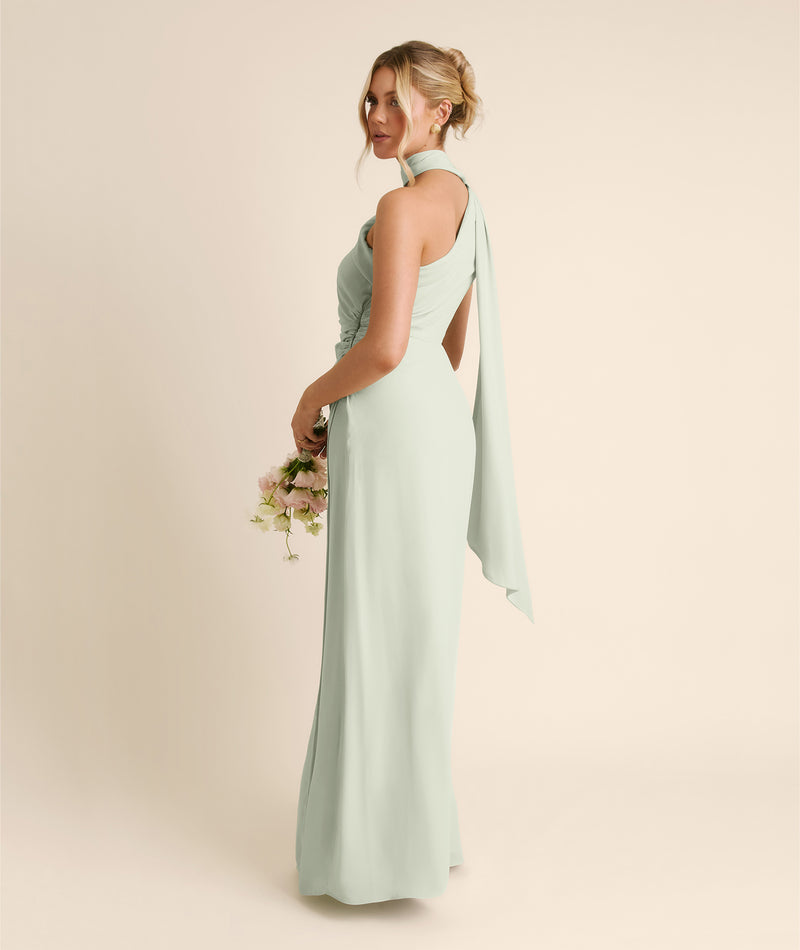 One Shoulder Neck Tie Chiffon Bridesmaid Dress - Mint Green Six Stories One Shoulder Neck Tie Chiffon Bridesmaid Dress - Mint Green Six Stories
