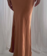 Twist Back Satin Bridesmaid Dress - Rust