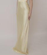 Cowl Back Satin Bridesmaid Dress - Butter Lemon