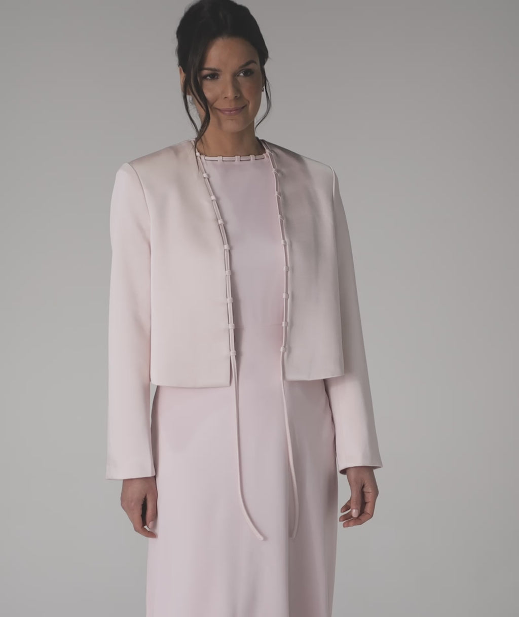 Tailored Trim Detail Satin Jacket - Pale Pink