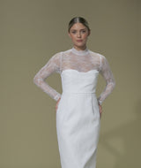 Lace Sleeve Cup Detail Midi Dress - White