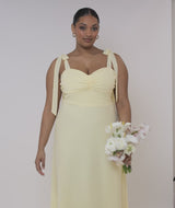 Bow Tie Chiffon Bridesmaid Dress - Butter Lemon
