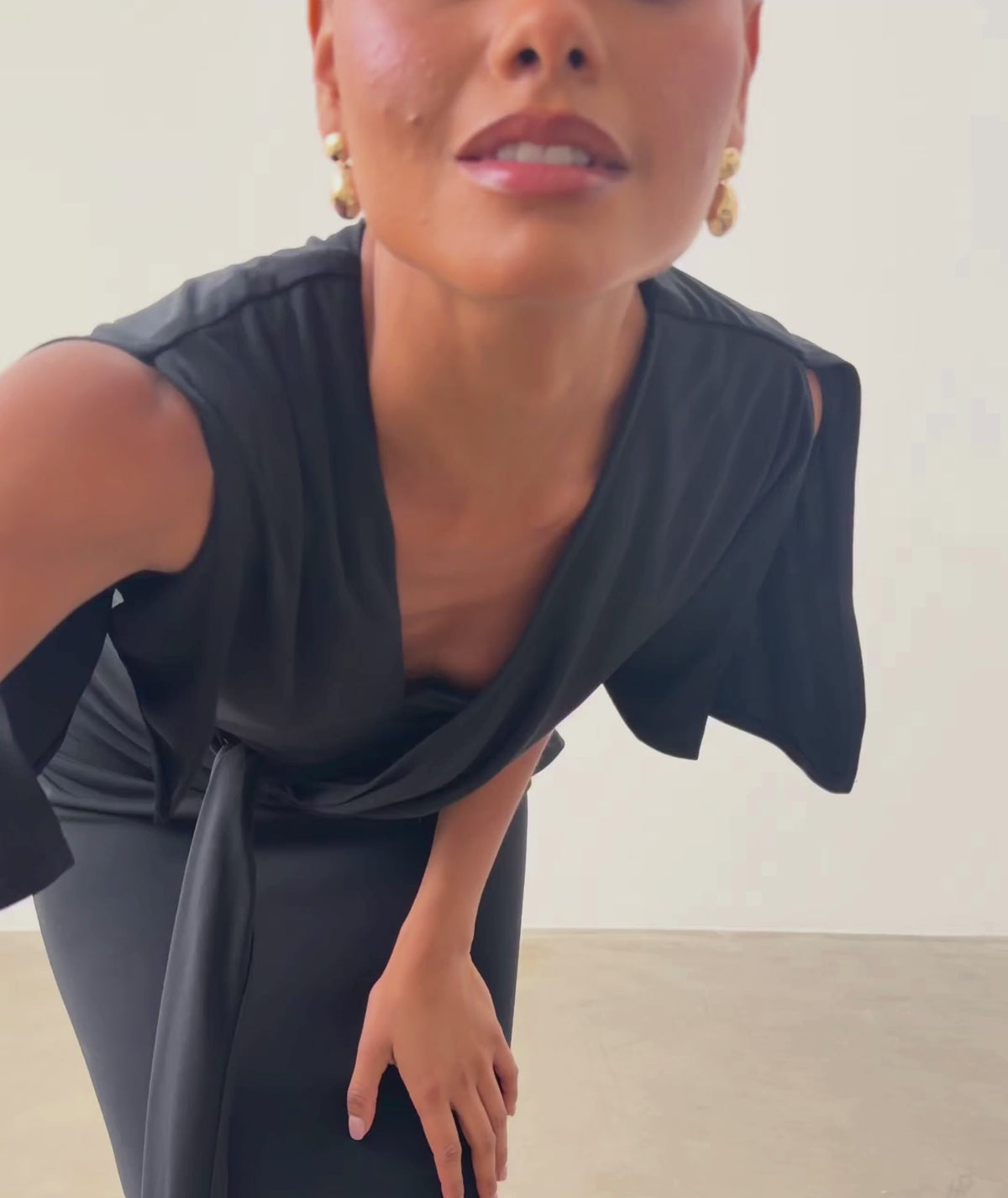 Wrap Over Sculpt Bridesmaid Dress - Black