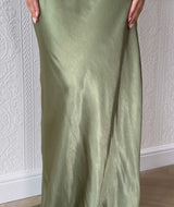 Cowl Back Satin Bridesmaid Dress - Moss Green