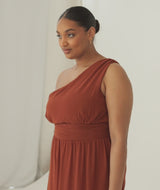 One Shoulder Chiffon Bridesmaid Dress - Rust
