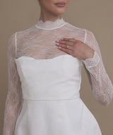 Lace Sleeve Cup Detail Mini Dress - White