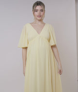 Plunge Maternity Chiffon Bridesmaid Dress - Butter Lemon