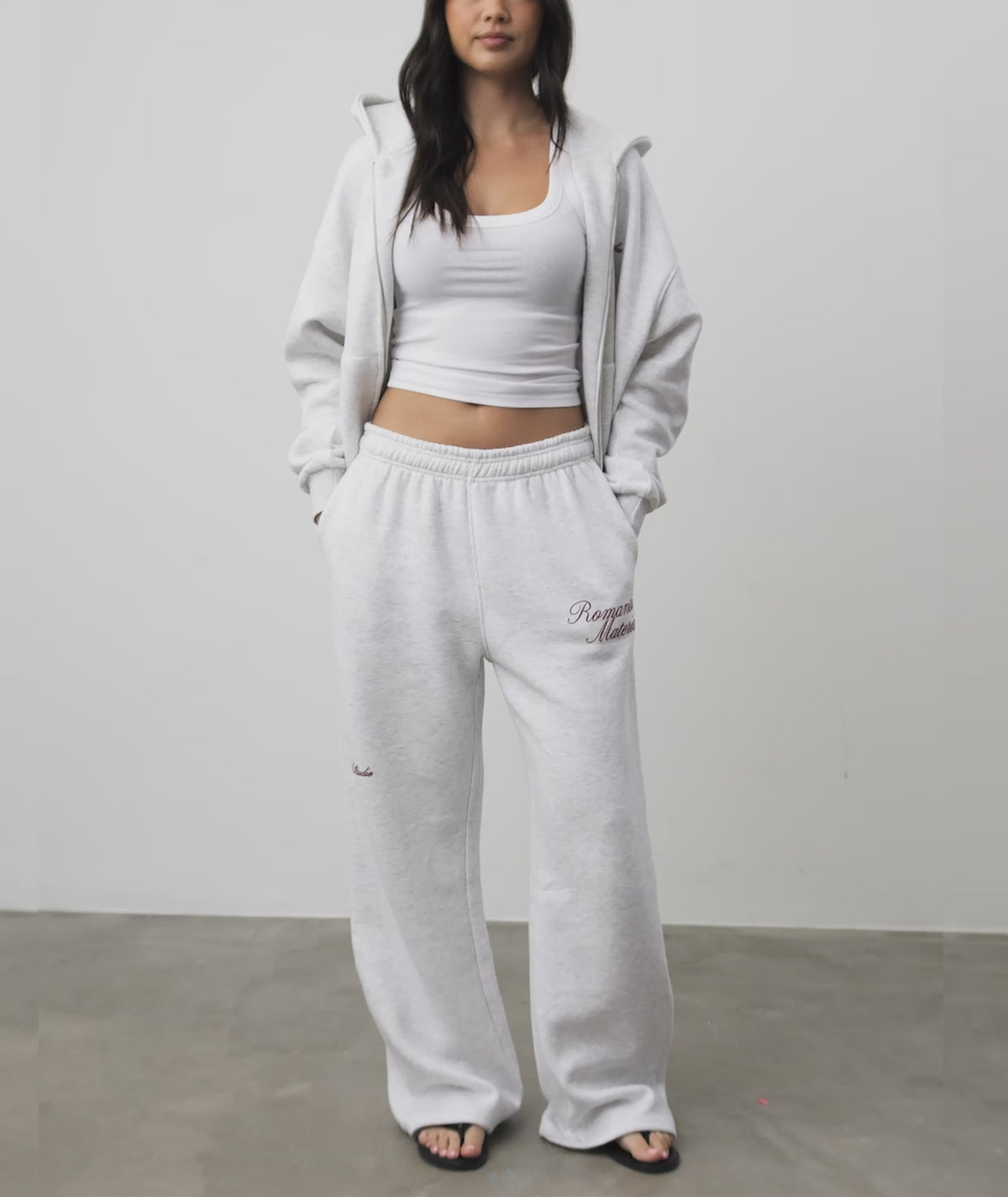 Romantic Material Wide Leg Jogger - Grey Marl