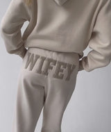 Wifey Teddy Sweatpants - Champagne