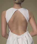 Bow Back Dropped Waist Midi Dress - White