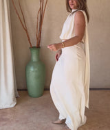 Satin Bias Maxi Skirt - Cream