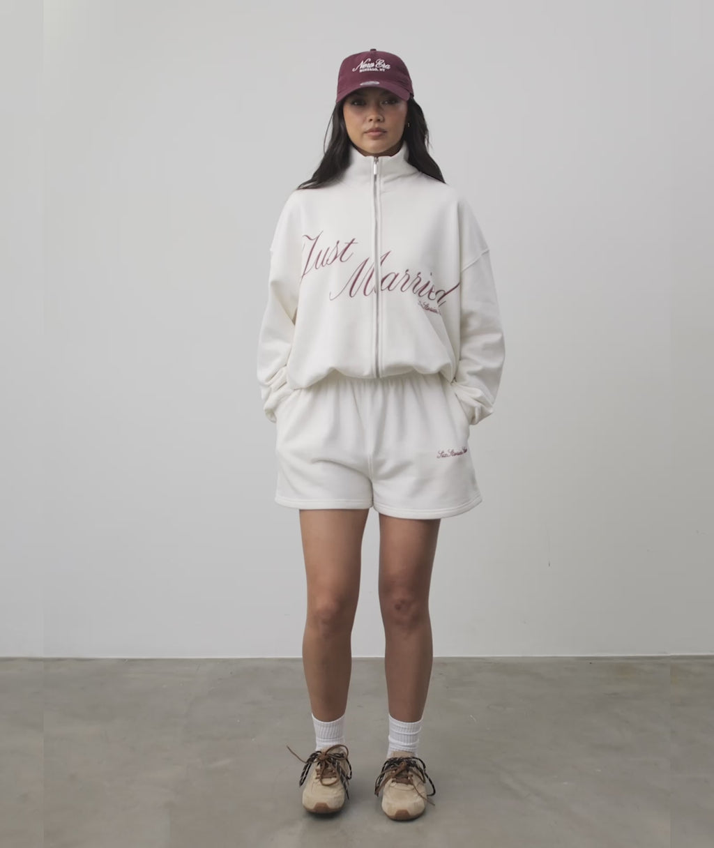 Just Married Zip Sweatshirt - Off White