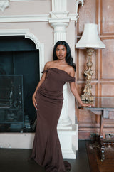 Twist Strap Corset Maxi Dress - Chocolate
