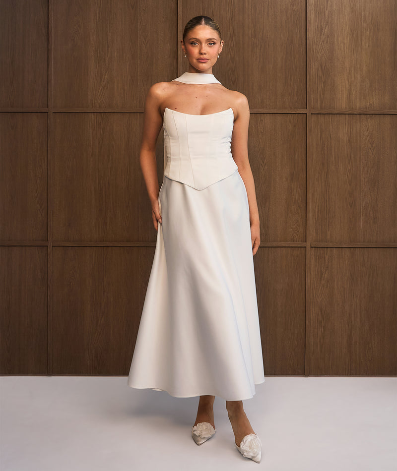 Satin Corset Midi Dress
