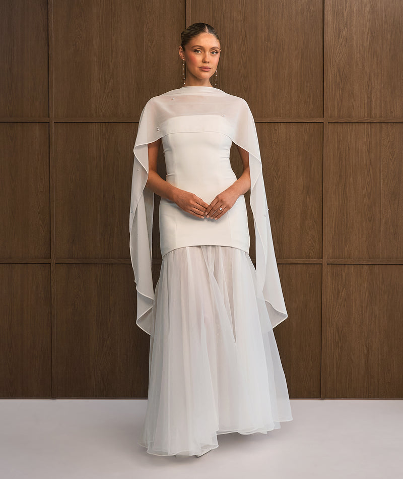 Bandeau Drop Waist Maxi Dress  White  Six Stories