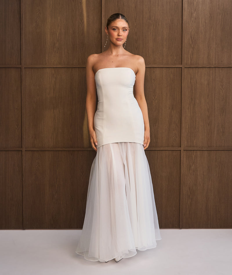Bandeau Drop Waist Maxi Dress White Six Stories Bandeau Drop Waist Maxi Dress White Six Stories