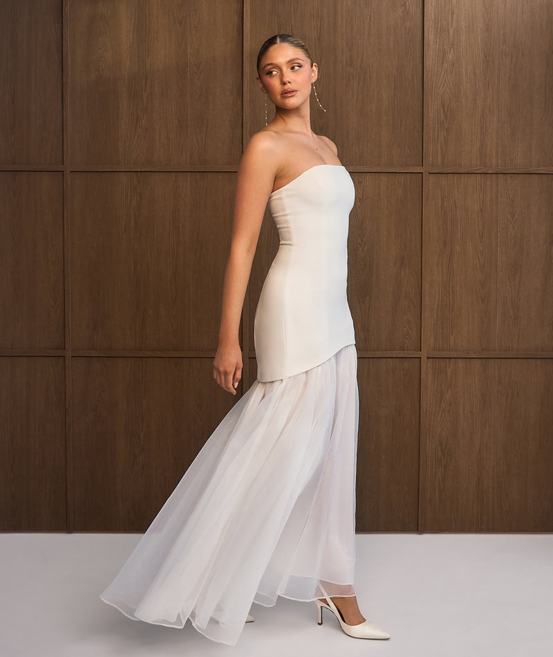 chinese dress ladies Bandeau Drop Waist Maxi Dress – White – Six Stories