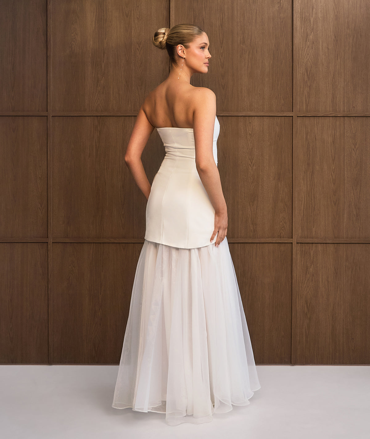 Bandeau Drop Waist Maxi Dress – White