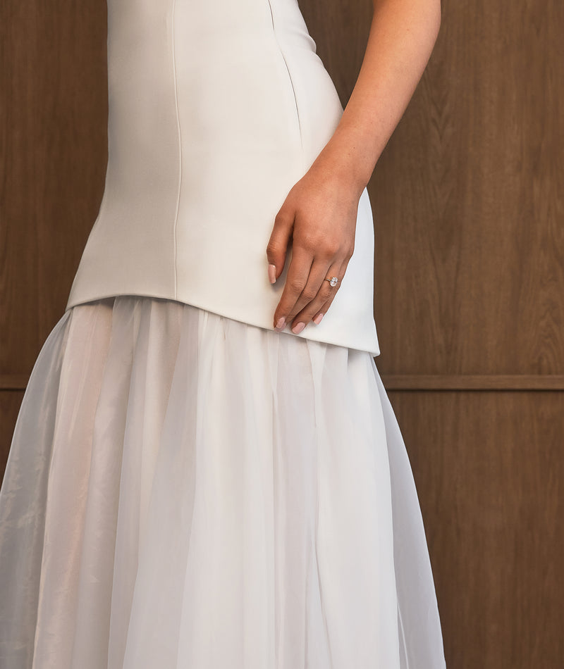 Bandeau Drop Waist Maxi Dress – White – Six Stories