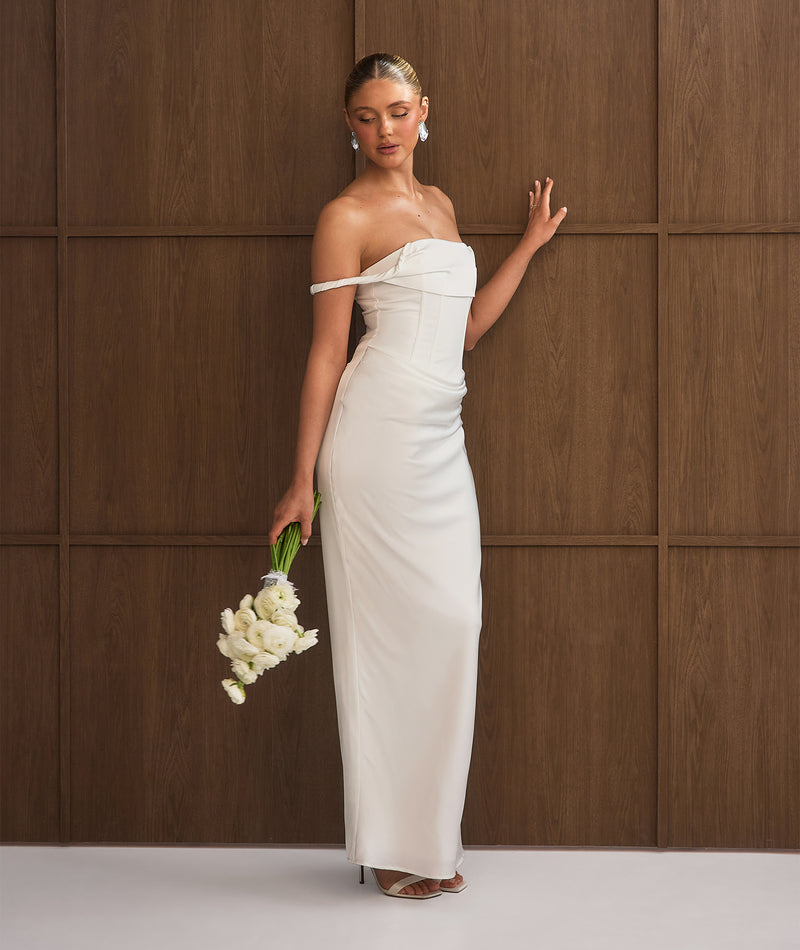 Petite Twist Strap Corset Maxi Dress - White | Civil Ceremony & Courthouse White Wedding Dresses Six Stories Petite Twist Strap Corset Maxi Dress - White | Civil Ceremony & Courthouse White Wedding Dresses Six Stories