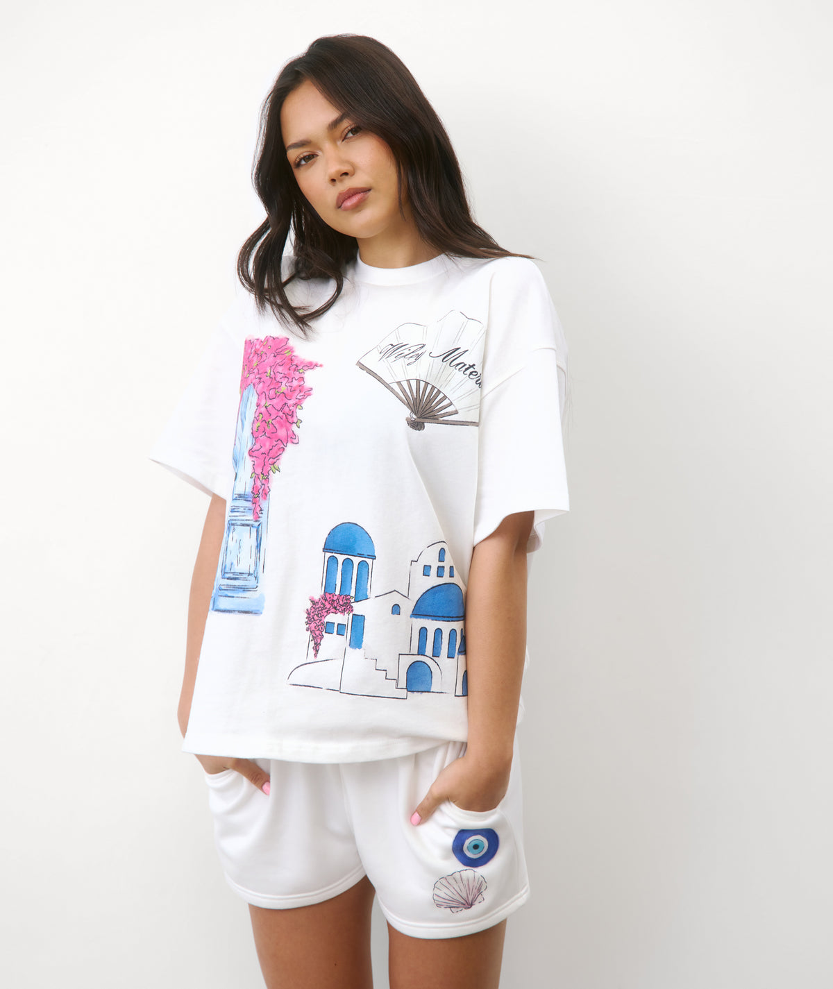 Greece Destination Graphic Tee - White