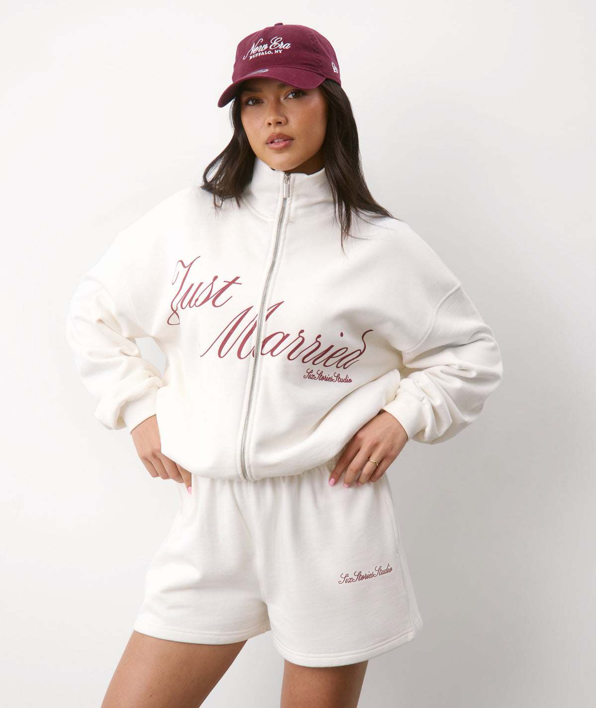 Just Married Zip Sweatshirt - Off White