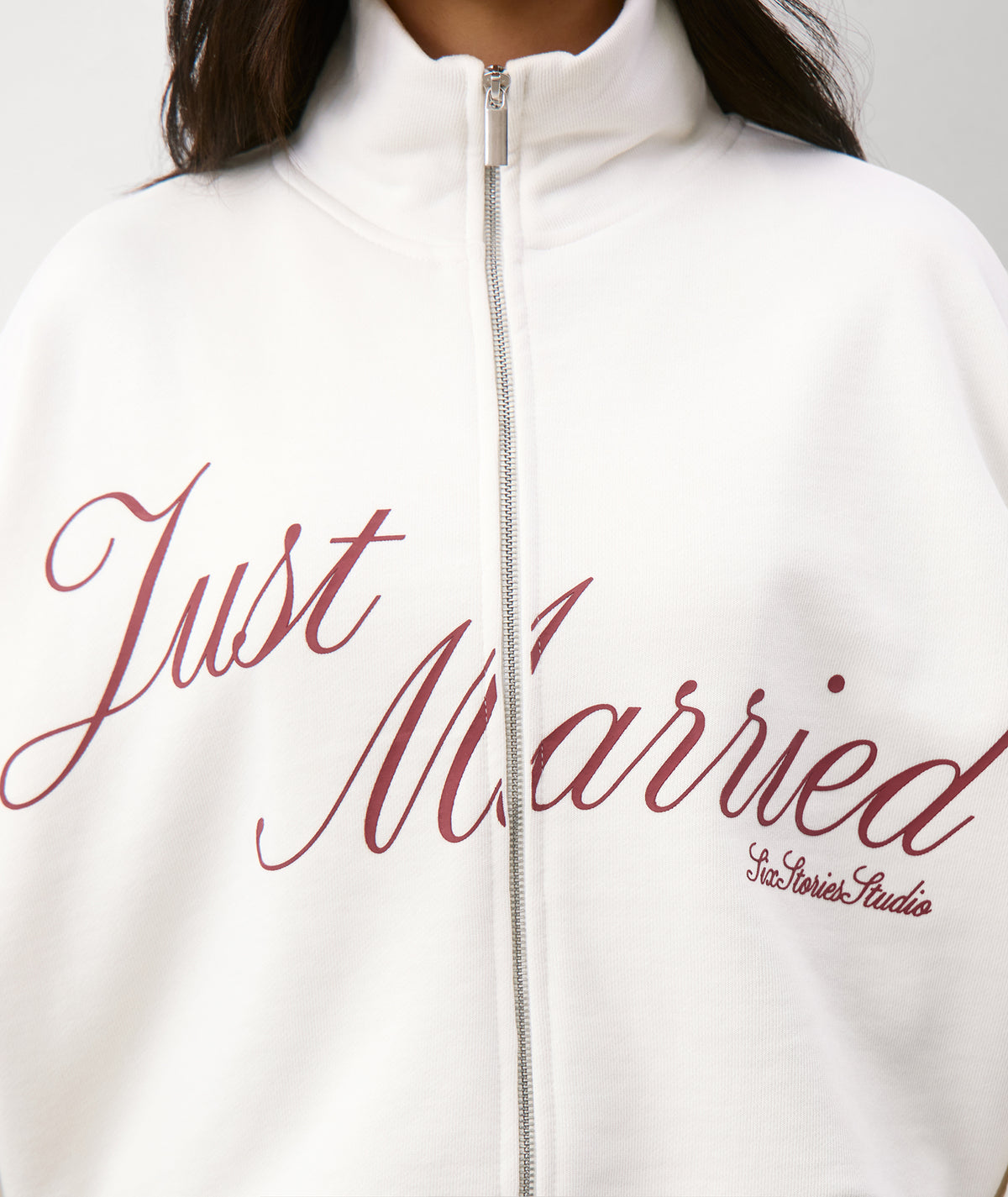 Just Married Zip Sweatshirt - Off White