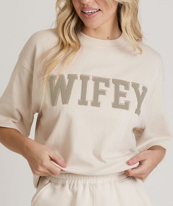 Wifey Teddy Tee - Champagne