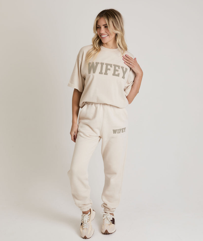 Wifey Teddy Tee - Champagne