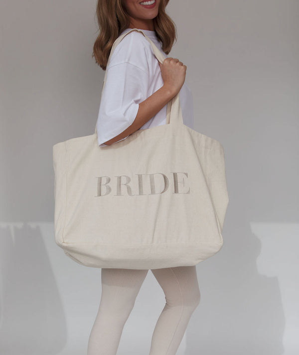 Large BRIDE canvas tote bag